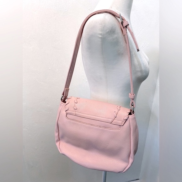 Carlos bubblegum pink vegan leather bag with fringe and silver details. - Picture 2 of 9